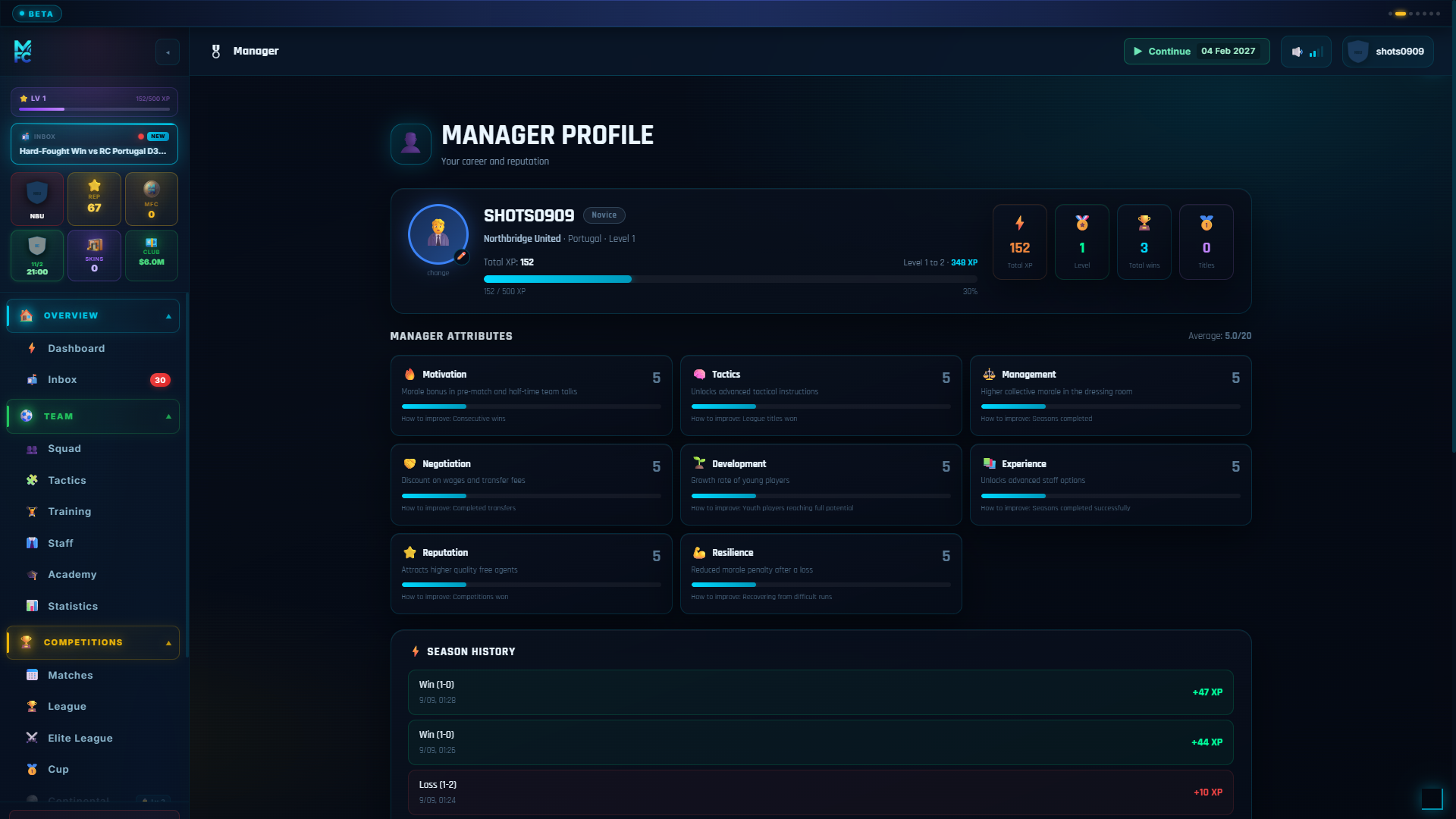 ManageFC screen โ manager